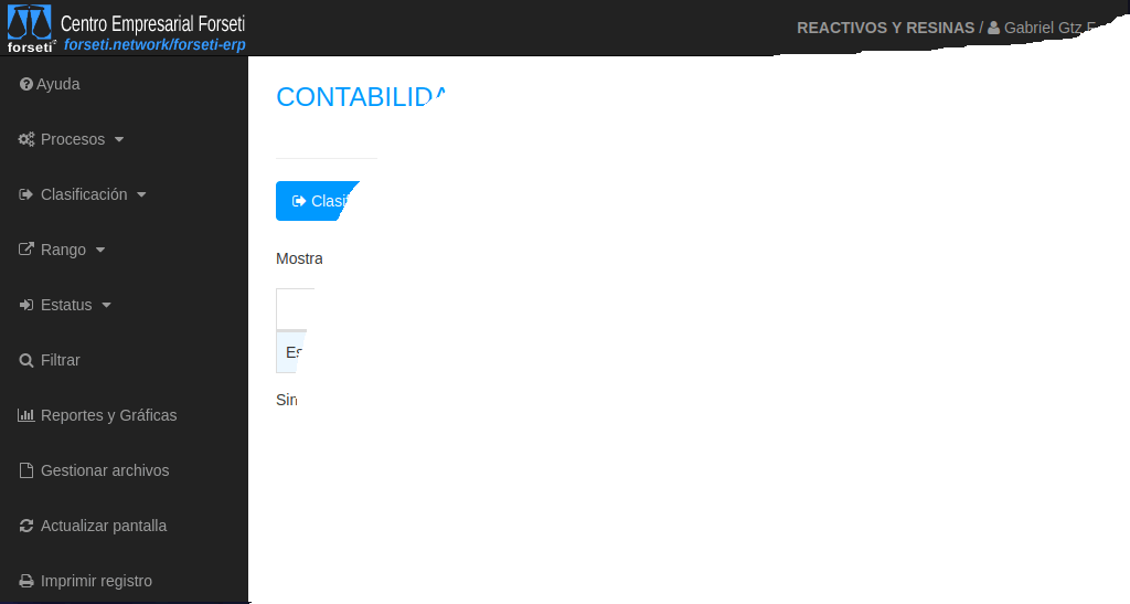 Panel lateral del CEF conteniendo el menú del módulo de pólizas